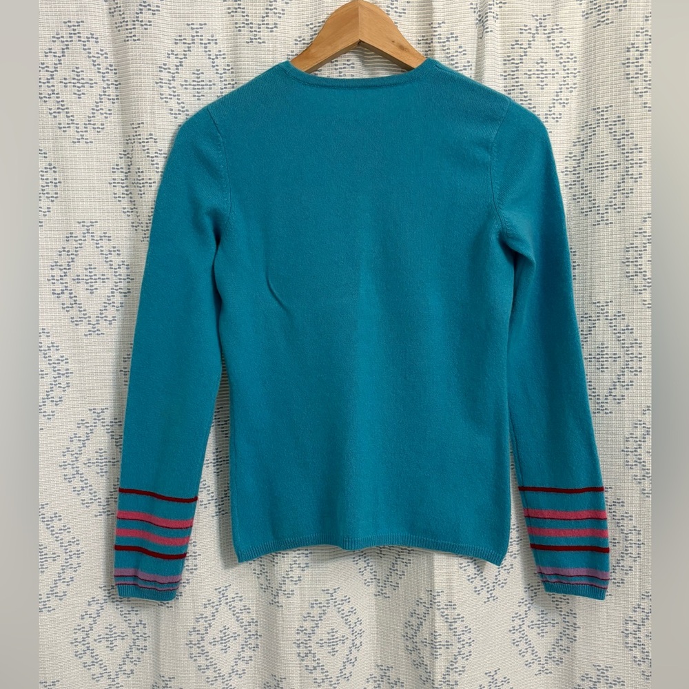 Beautiful Cashmere Floral Teal Sweater - Picture 2 of 11